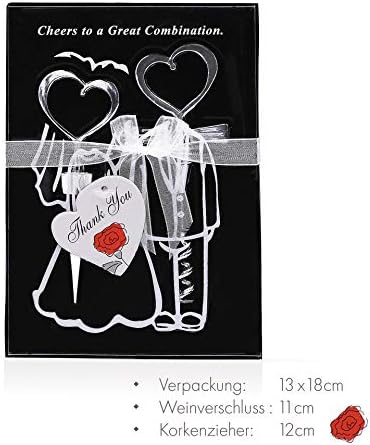 Edelstahl Korkenzieher und Flaschenverschluss - Hochzeitsgeschenk für Paare