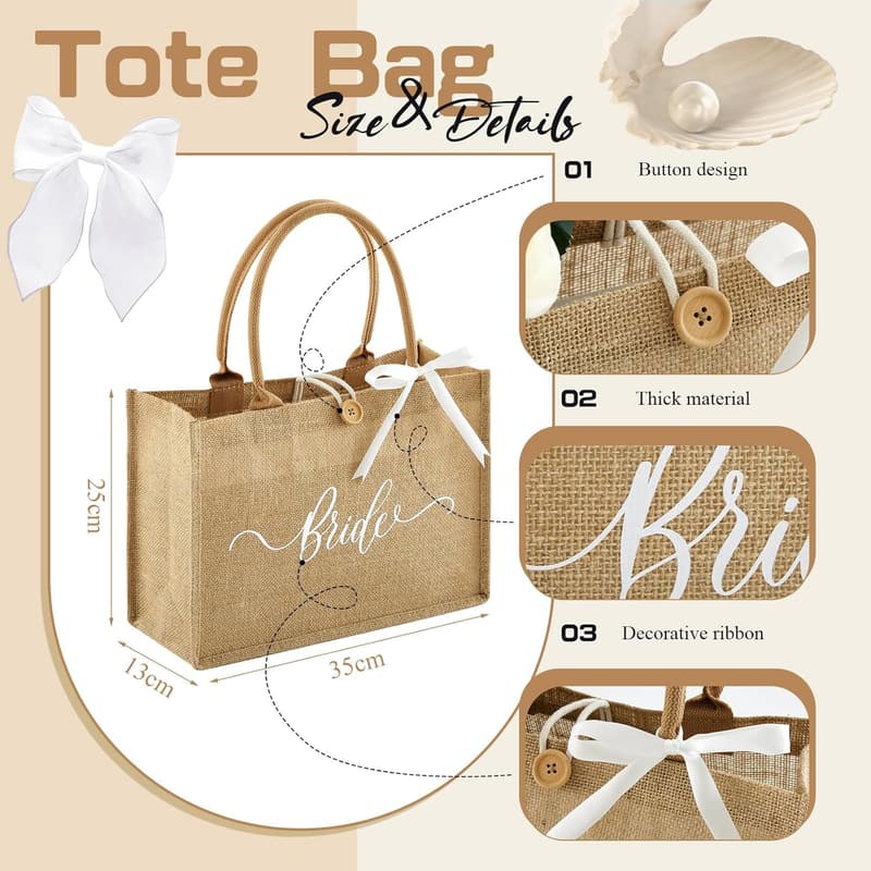 Junggesellenabschied Accessoires Set für die Braut – Jute Tasche, Socken und Pantoffeln