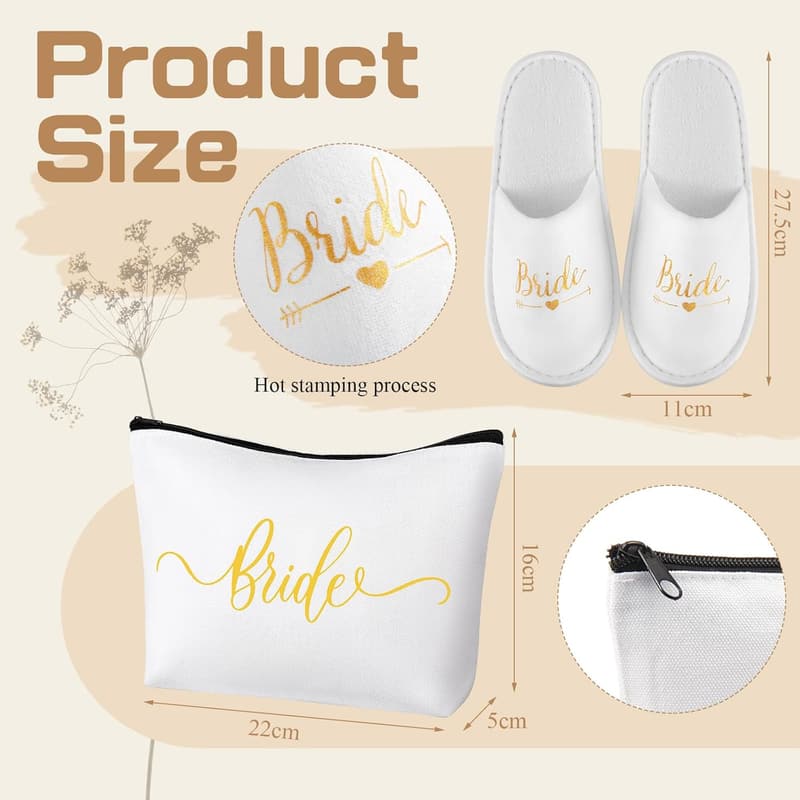 Junggesellenabschied Accessoires Set für die Braut – Jute Tasche, Socken und Pantoffeln