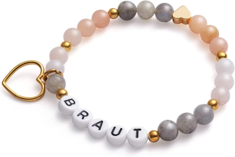 Handgefertigtes Stretch-Armband aus Edelsteinperlen für die Braut