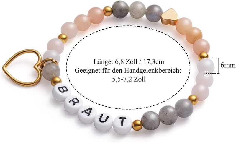 Handgefertigtes Stretch-Armband aus Edelsteinperlen für die Braut