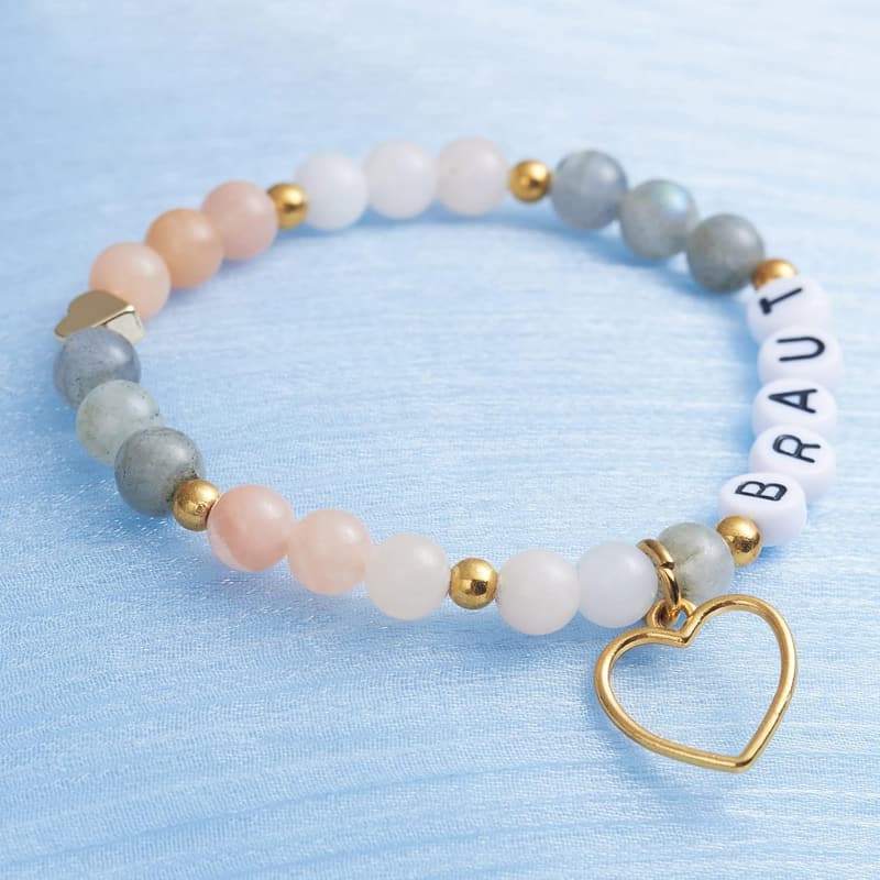 Handgefertigtes Stretch-Armband aus Edelsteinperlen für die Braut