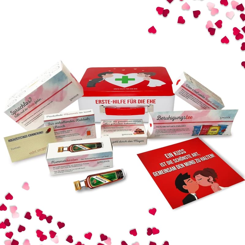 Hochzeitsgeschenk: Witziges 9-teiliges Erste-Hilfe-Set für Paare