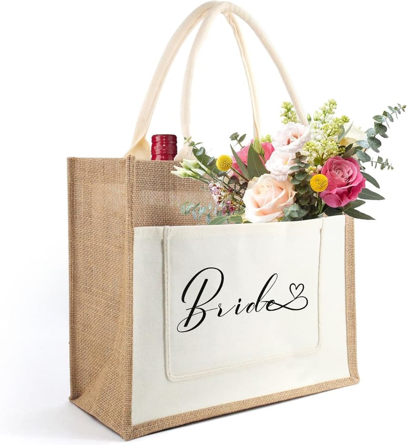Braut Geschenk Jute Tragetasche für Junggesellenabschied und Hochzeit