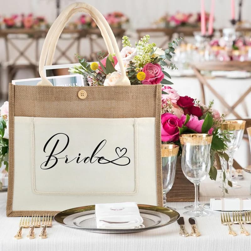 Braut Geschenk Jute Tragetasche für Junggesellenabschied und Hochzeit