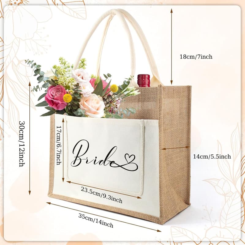 Braut Geschenk Jute Tragetasche für Junggesellenabschied und Hochzeit