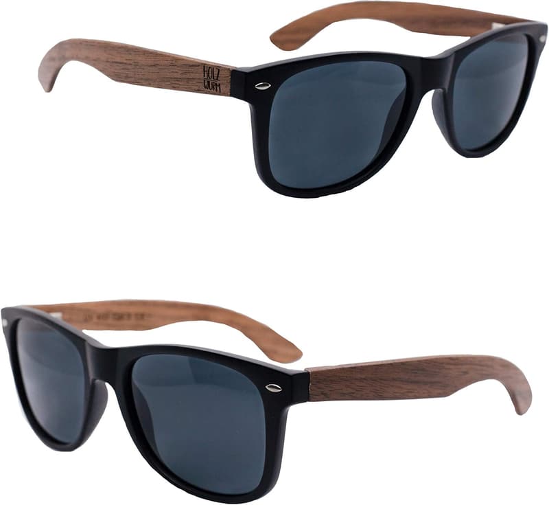Polarisierte Holzwurm Sonnenbrille aus Walnuss mit UV400-Schutz