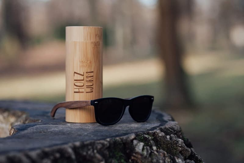 Polarisierte Holzwurm Sonnenbrille aus Walnuss mit UV400-Schutz