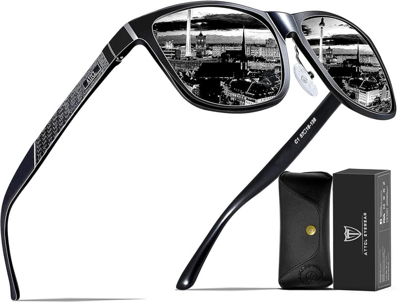 Herren Sonnenbrille mit polarisierter UV400-Linse, ultraleicht, Al-Mg Rahme