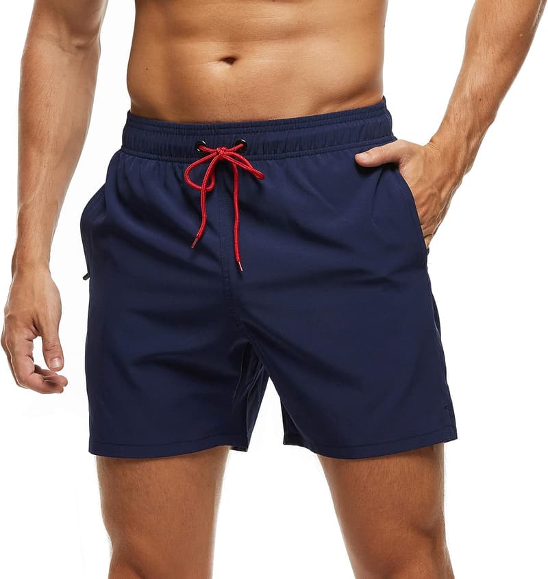 Atmungsaktive Badehose für Herren mit Reißverschlusstasche und Tunnelzug