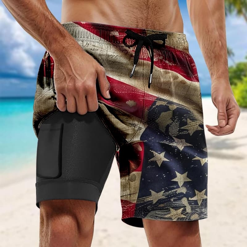 Kompressions-Badehose mit Taschen und Innennaht für Männer