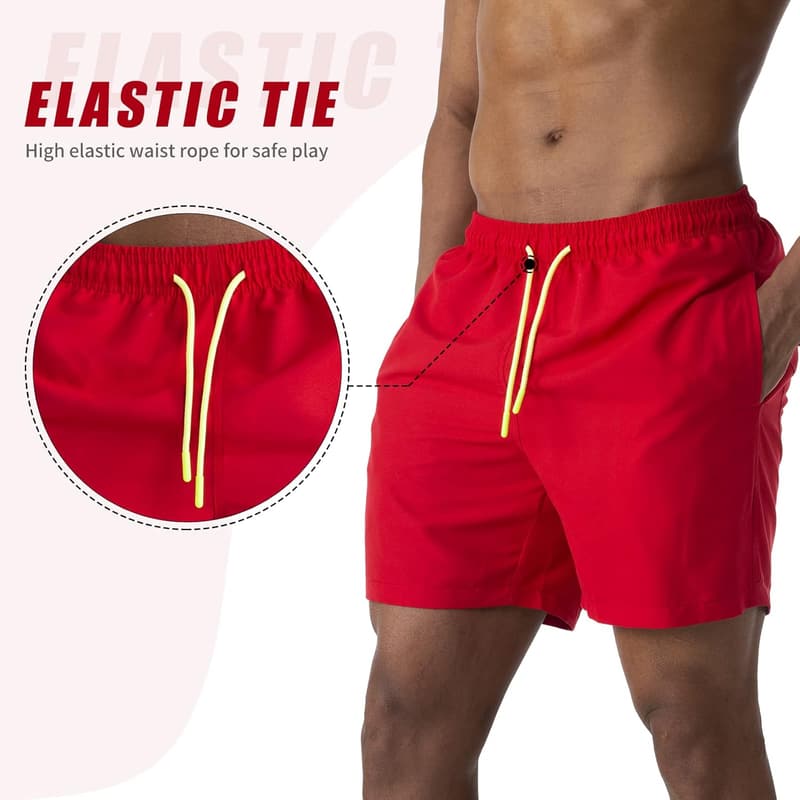 Schnell trocknende Badehose für Herren mit verstellbarem Bund und Taschen