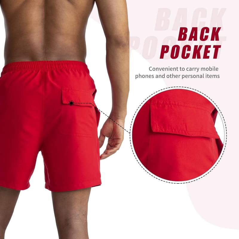 Schnell trocknende Badehose für Herren mit verstellbarem Bund und Taschen