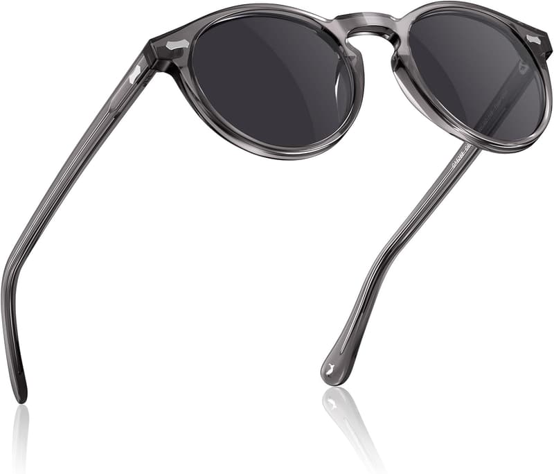 Polarized Retro Rund Sonnenbrille für Herren, UV 400 Acetat-Rahmen