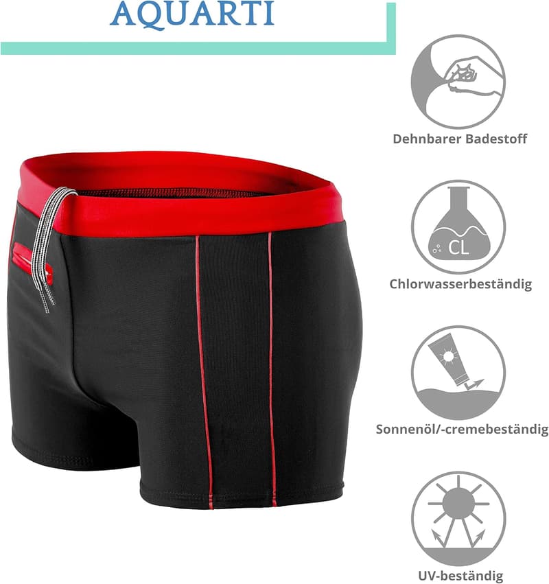 Aquarti Herren Badehose Kurz mit Kontrastpaspel