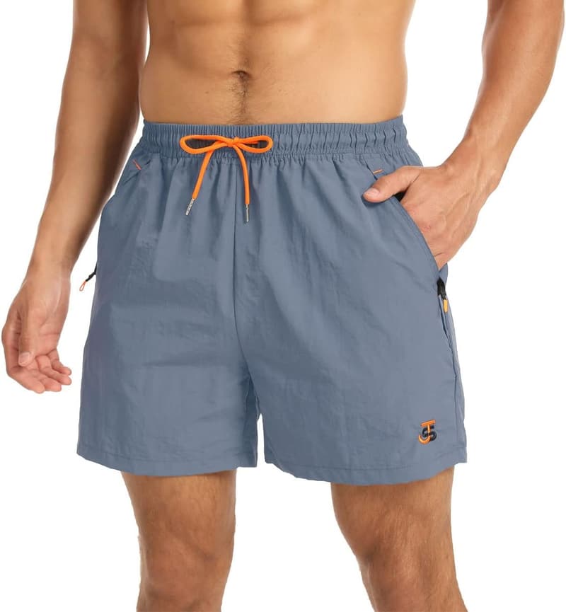 Schnelltrocknende Badeshorts für Herren mit Reißverschluss und Mesh-Futter