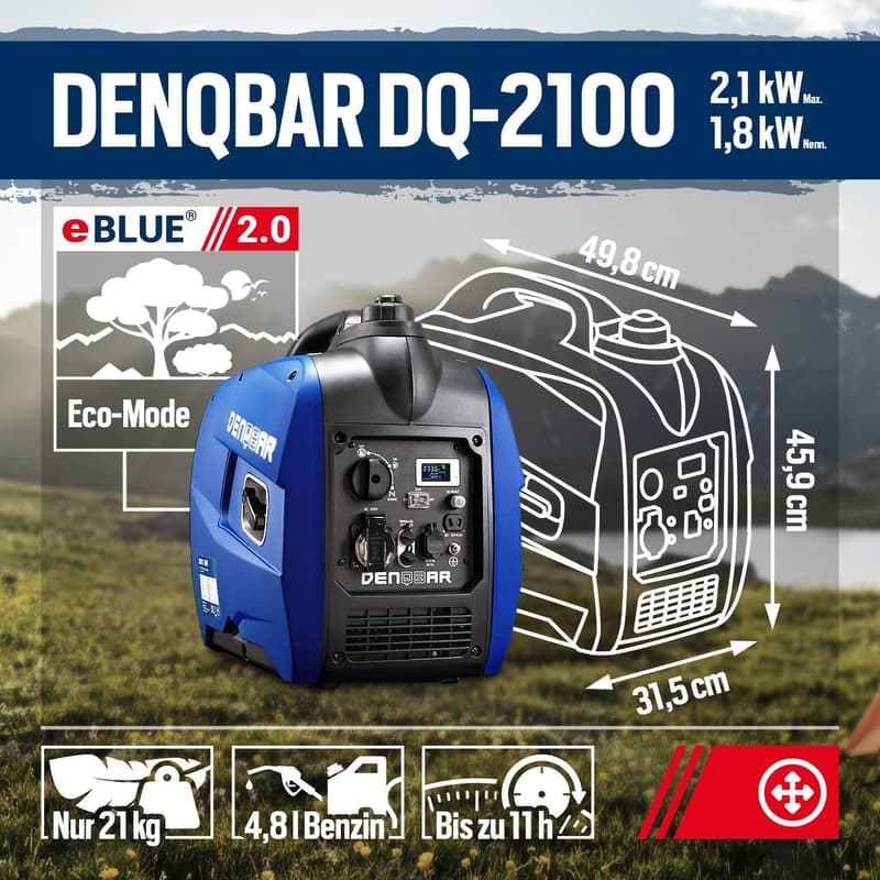 Tragbarer Inverter Stromgenerator DQ-2100, 2100W, superleise, LED-Display