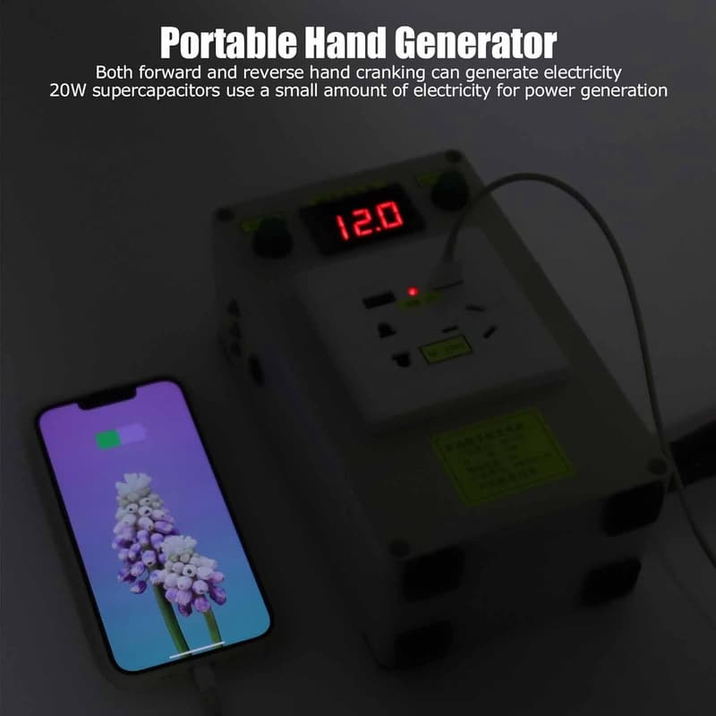 Tragbarer Handkurbel Generator für Notfälle – 220V/12V/5V USB