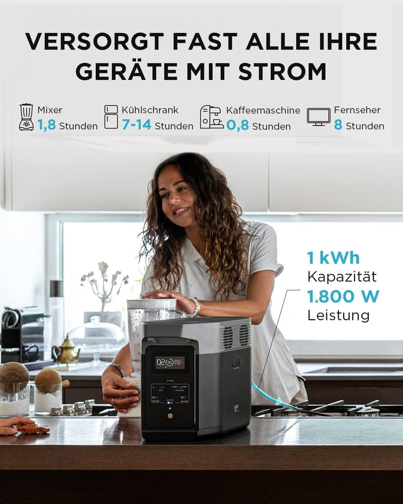 Tragbare Powerstation DELTA 2, 1024Wh, erweiterbar bis 3kWh, für Camping