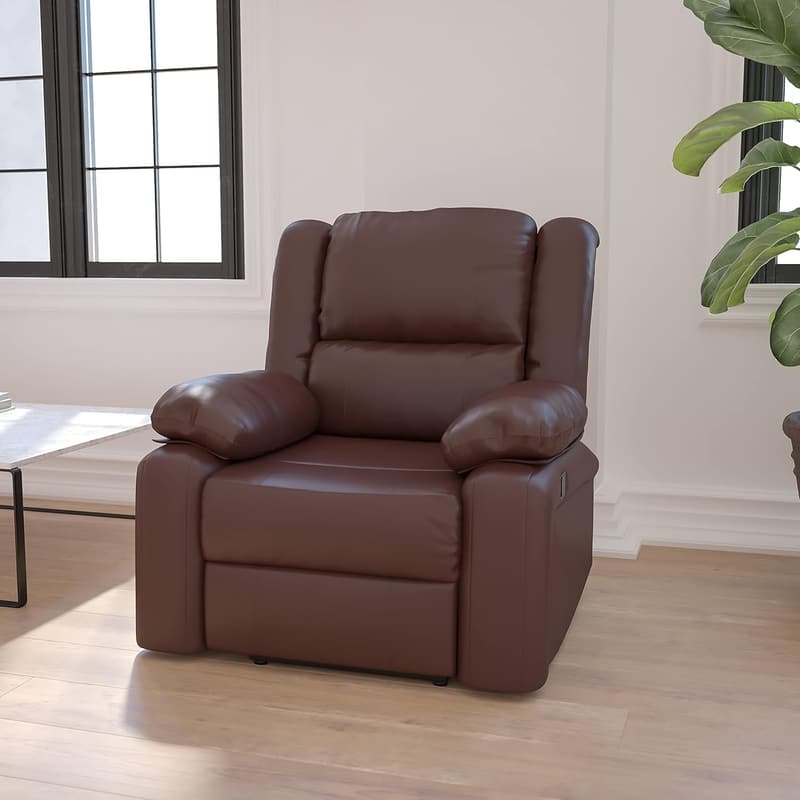 Braune Lederliege Harmony Series von Flash Furniture, 91x94x96 cm