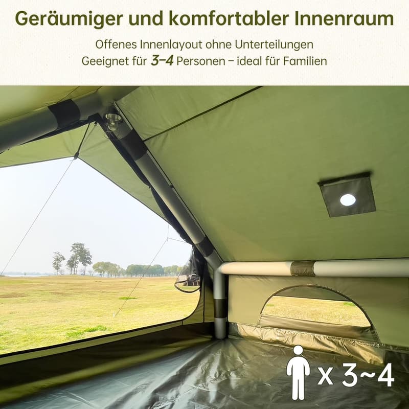 Wasserdichtes aufblasbares Campingzelt für 2-4 Personen mit Handpumpe