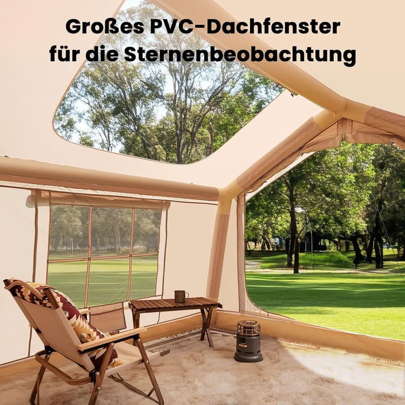 Aufblasbares Campingzelt mit Luftpumpe für 2-10 Personen, wasserdicht