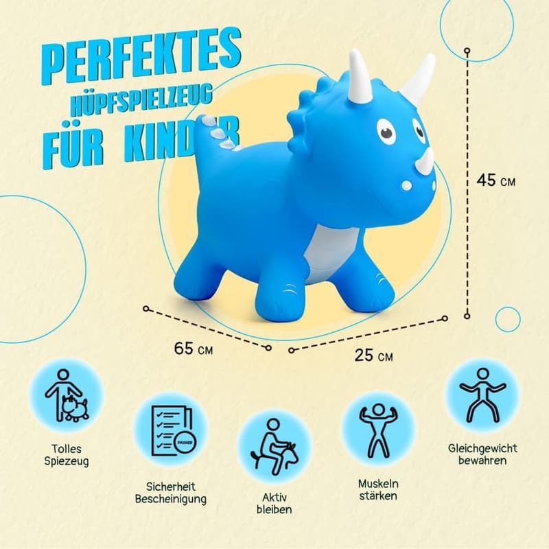 Dino Hüpftier für Kinder, aufblasbar, Geschenk für 1-6 Jahre, Indoor/Outdoor