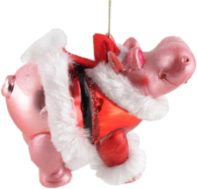 Weihnachts-Nilpferd zum Hängen, pink | Geschenkidee für Tierliebhaber