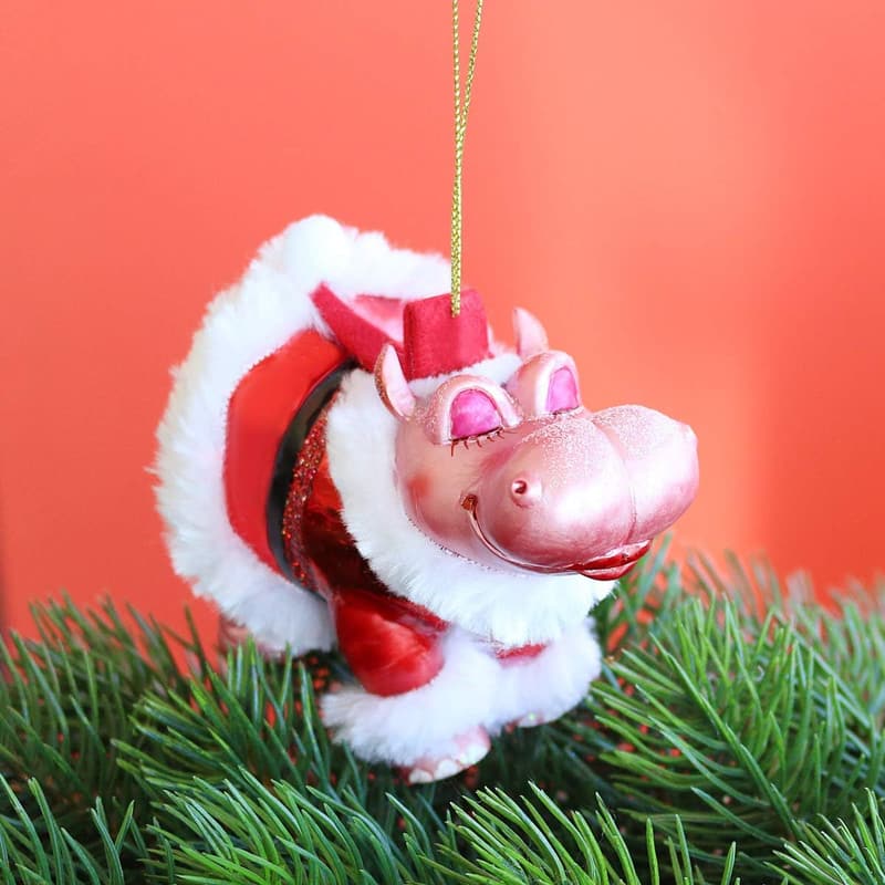 Weihnachts-Nilpferd zum Hängen, pink | Geschenkidee für Tierliebhaber