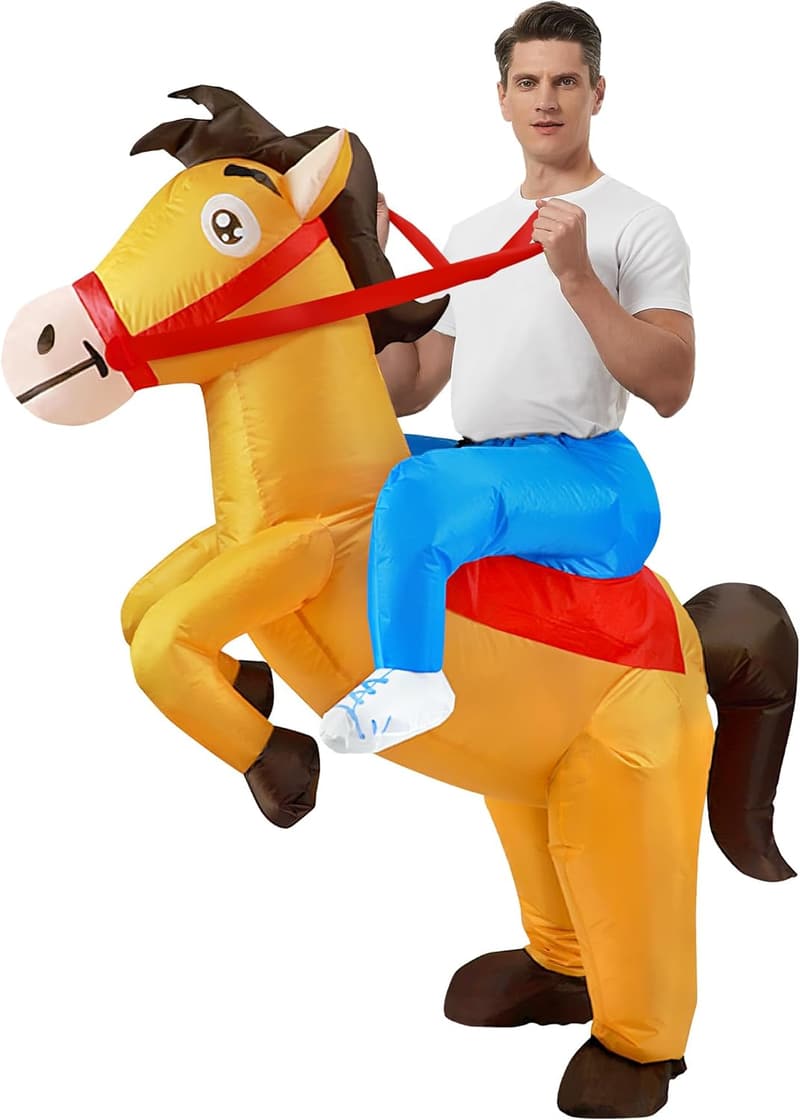 Aufblasbares Cowboy-Pferd-Kostüm für Männer und Frauen - Karneval