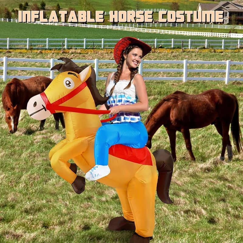 Aufblasbares Cowboy-Pferd-Kostüm für Männer und Frauen - Karneval