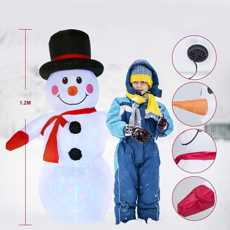 Aufblasbarer Schneemann mit Beleuchtung 120cm für Weihnachtsdeko