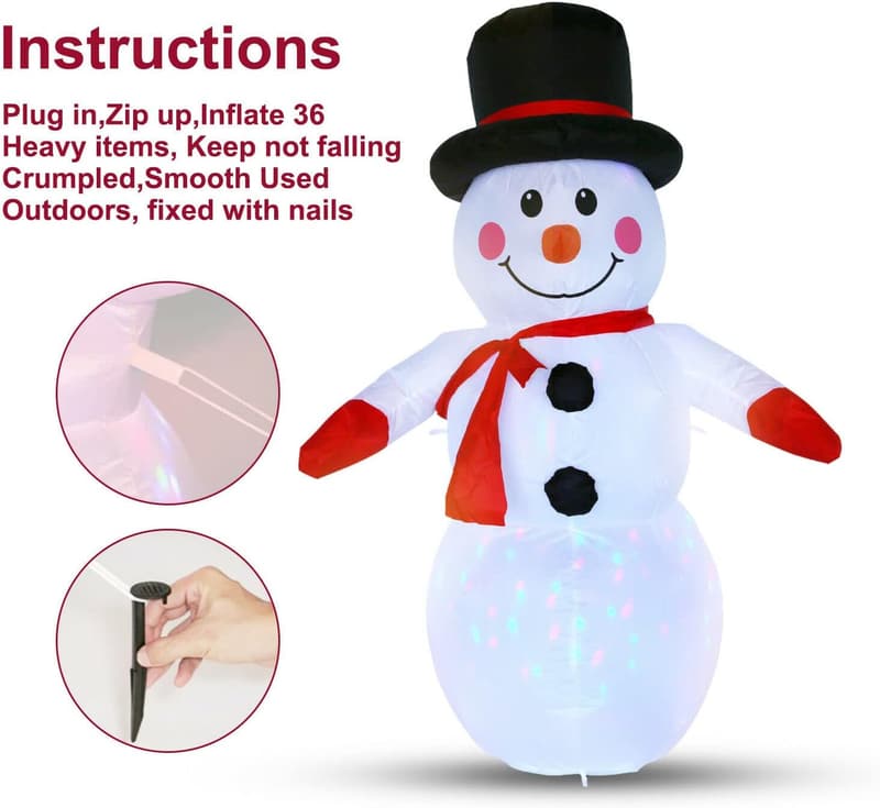 Aufblasbarer Schneemann mit Beleuchtung 120cm für Weihnachtsdeko