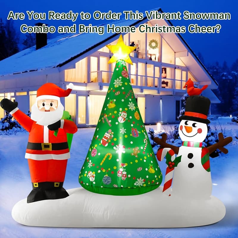 Aufblasbarer Weihnachts-Schneemann mit LED für Garten und Terrasse