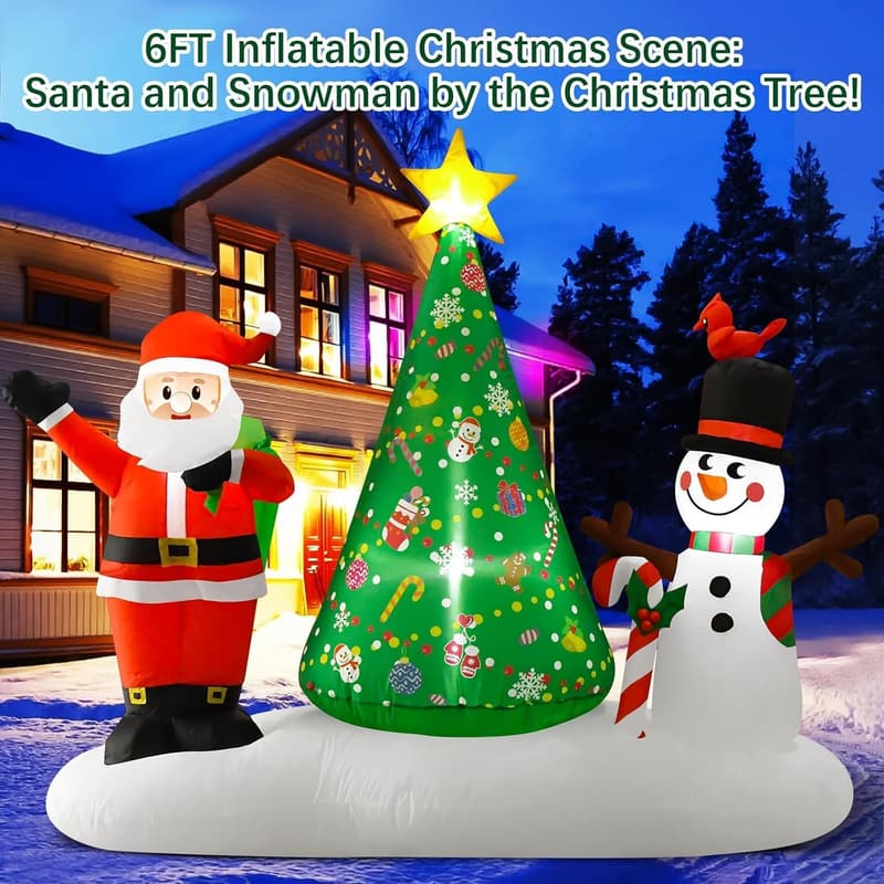 Aufblasbarer Weihnachts-Schneemann mit LED für Garten und Terrasse