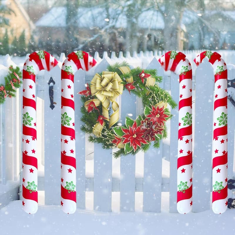 Aufblasbare Zuckerstangen Deko für Weihnachtsfeiern (4 Stück)