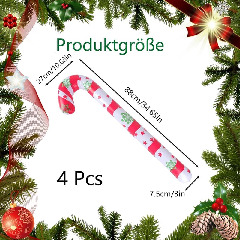 Aufblasbare Zuckerstangen Deko für Weihnachtsfeiern (4 Stück)