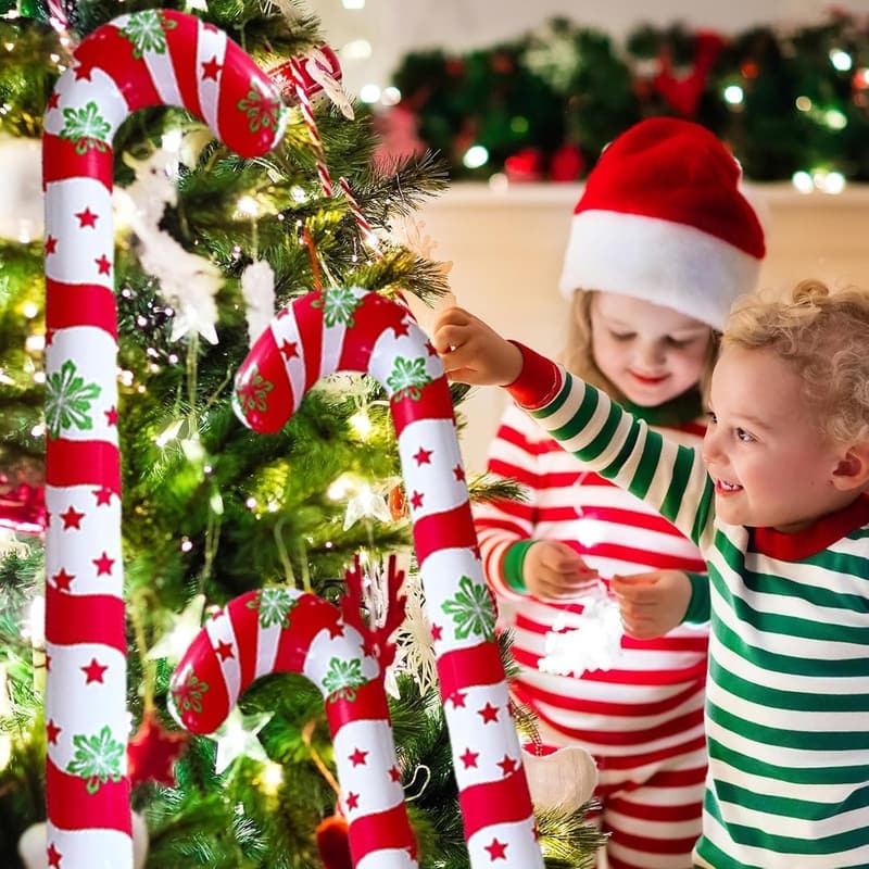 Aufblasbare Zuckerstangen Deko für Weihnachtsfeiern (4 Stück)