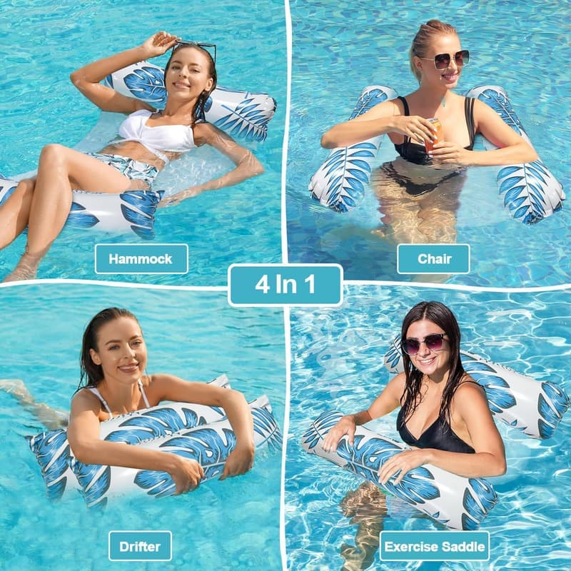 4-in-1 Aufblasbare Wasserhängematte für Erwachsene im 2er Set