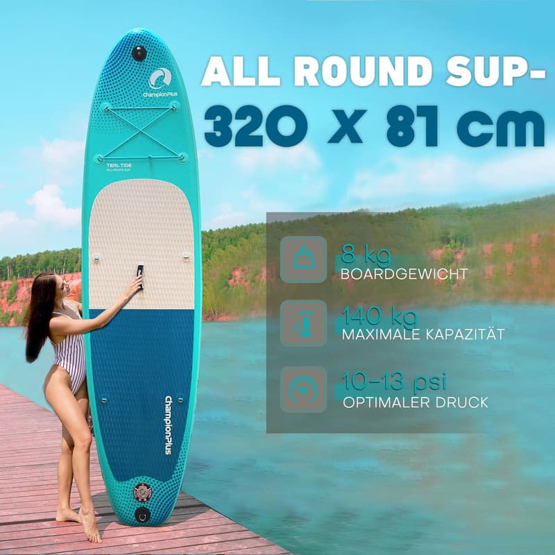 Aufblasbares SUP Board Set mit Paddel und Rucksack, 320 x 81 x 15 cm