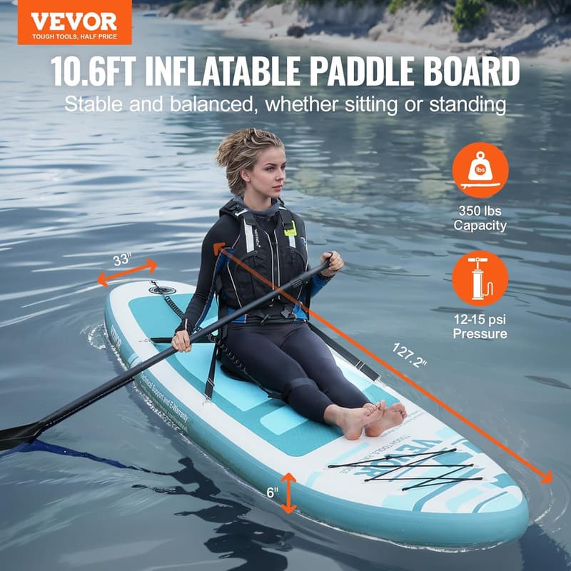 Aufblasbares Stand Up Paddle Board Set für Erwachsene - 305/323/335cm, PVC, inkl. Paddel, Pumpe & Rucksack