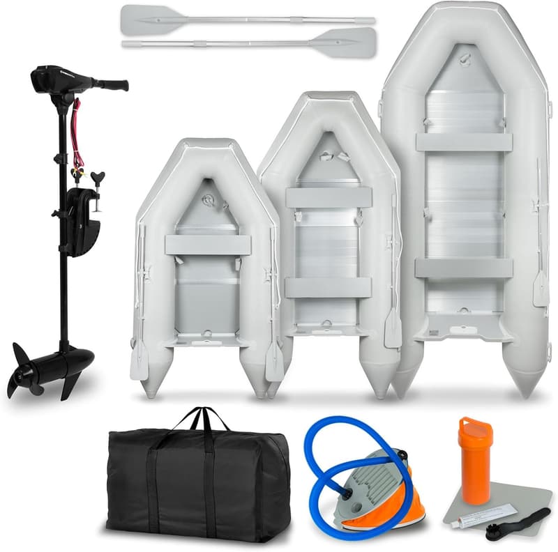 EBERTH Schlauchboot für 3-8 Personen mit Elektro-Außenborder, 50-86 lbs Schub