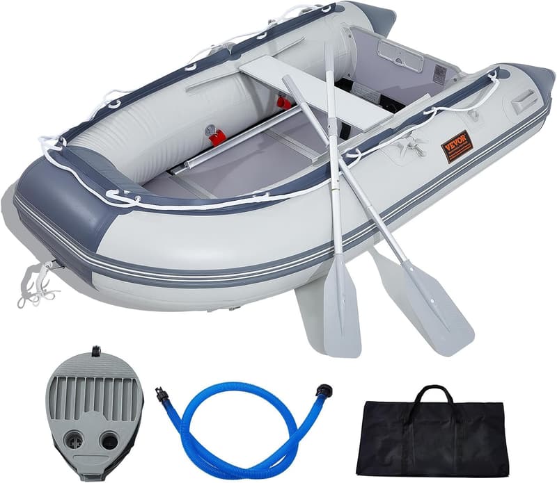 VEVOR 4-Personen Schlauchboot mit Marine-Holzboden und Aluminiumbank