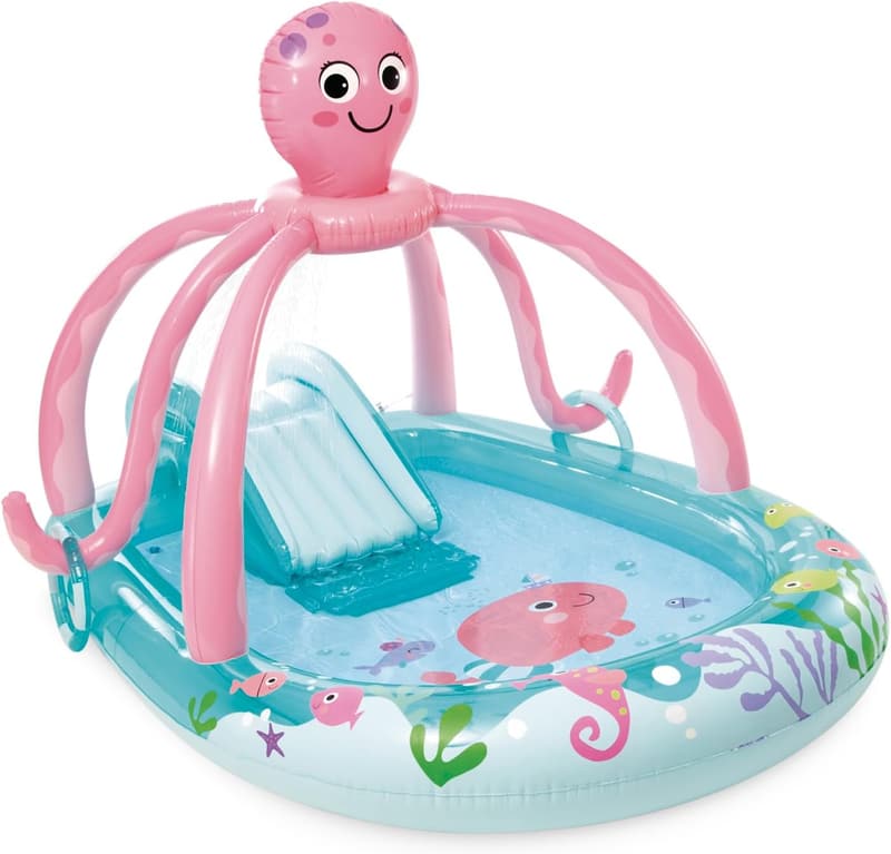 Aufblasbarer Kinderpool mit Rutsche und Wassersprüher für 3+ Jahre