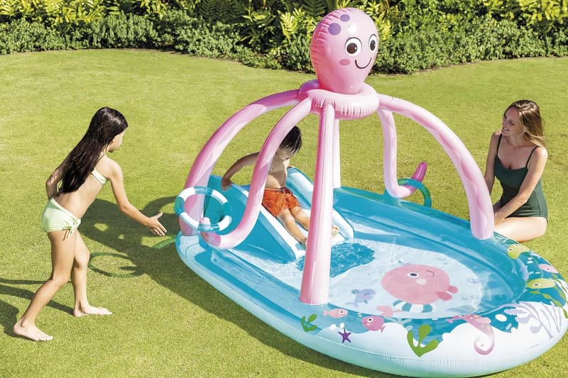 Aufblasbarer Kinderpool mit Rutsche und Wassersprüher für 3+ Jahre