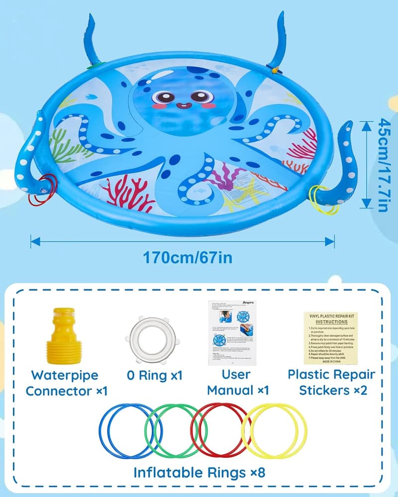 Aufblasbarer Wassersprinkler-Oktopus für Kinder im Garten
