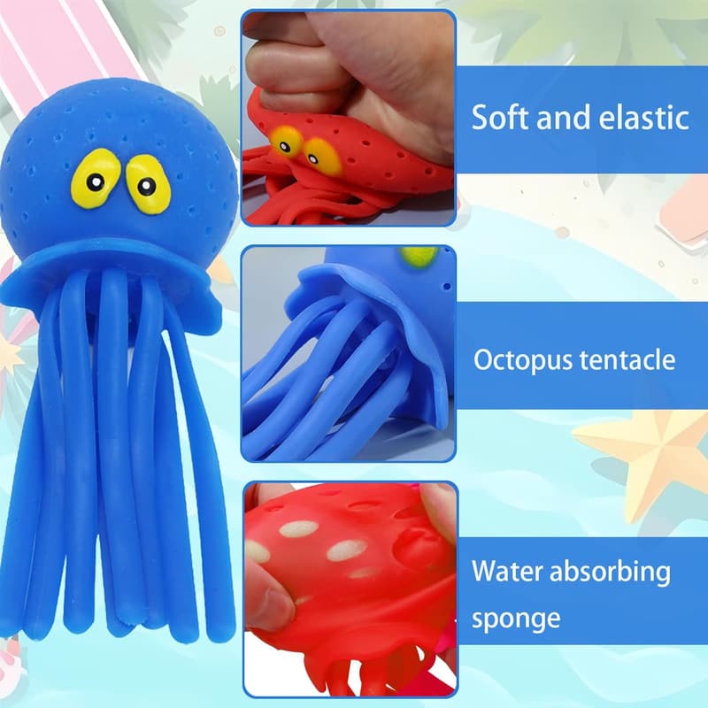 LED-Oktopus-Tauchspielzeug für Kinder – 4 Stück mit Wasserbombeneffekt