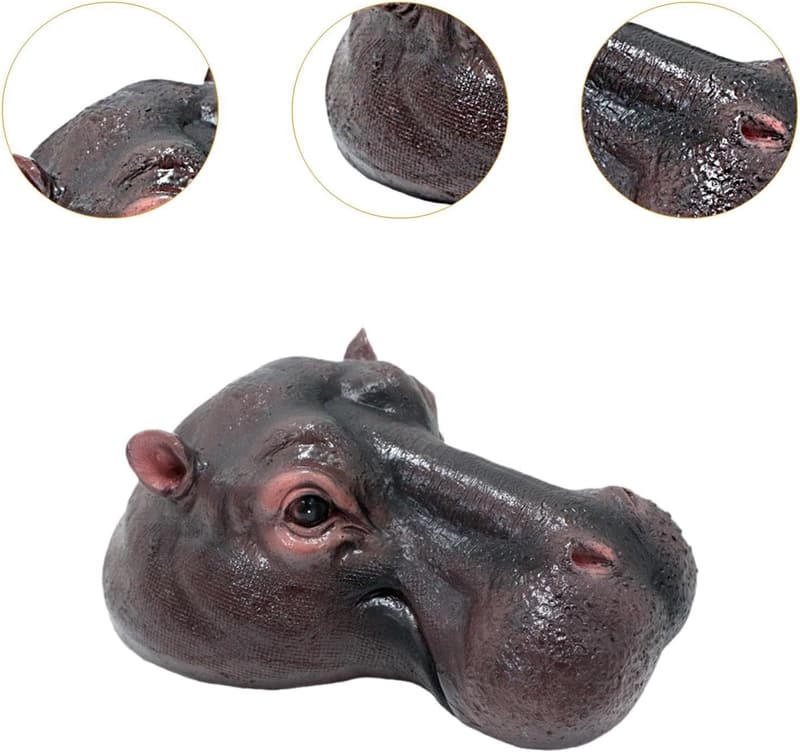 Schwimmende Nilpferd-Kopf Teichstatue aus Harz - 18,5 cm Outdoor-Deko