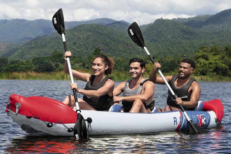 Bestway Hydro-Force Aufblasbares Kajak-Set für 3 Personen mit Aluminium-Paddeln