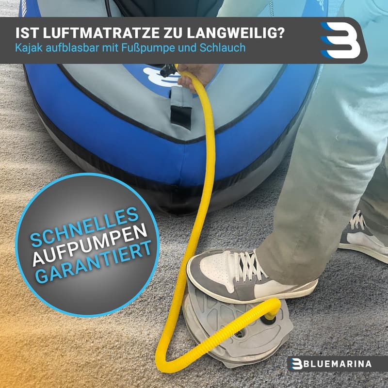 Aufblasbares Kajak für 1-3 Personen mit Paddel und Pumpe